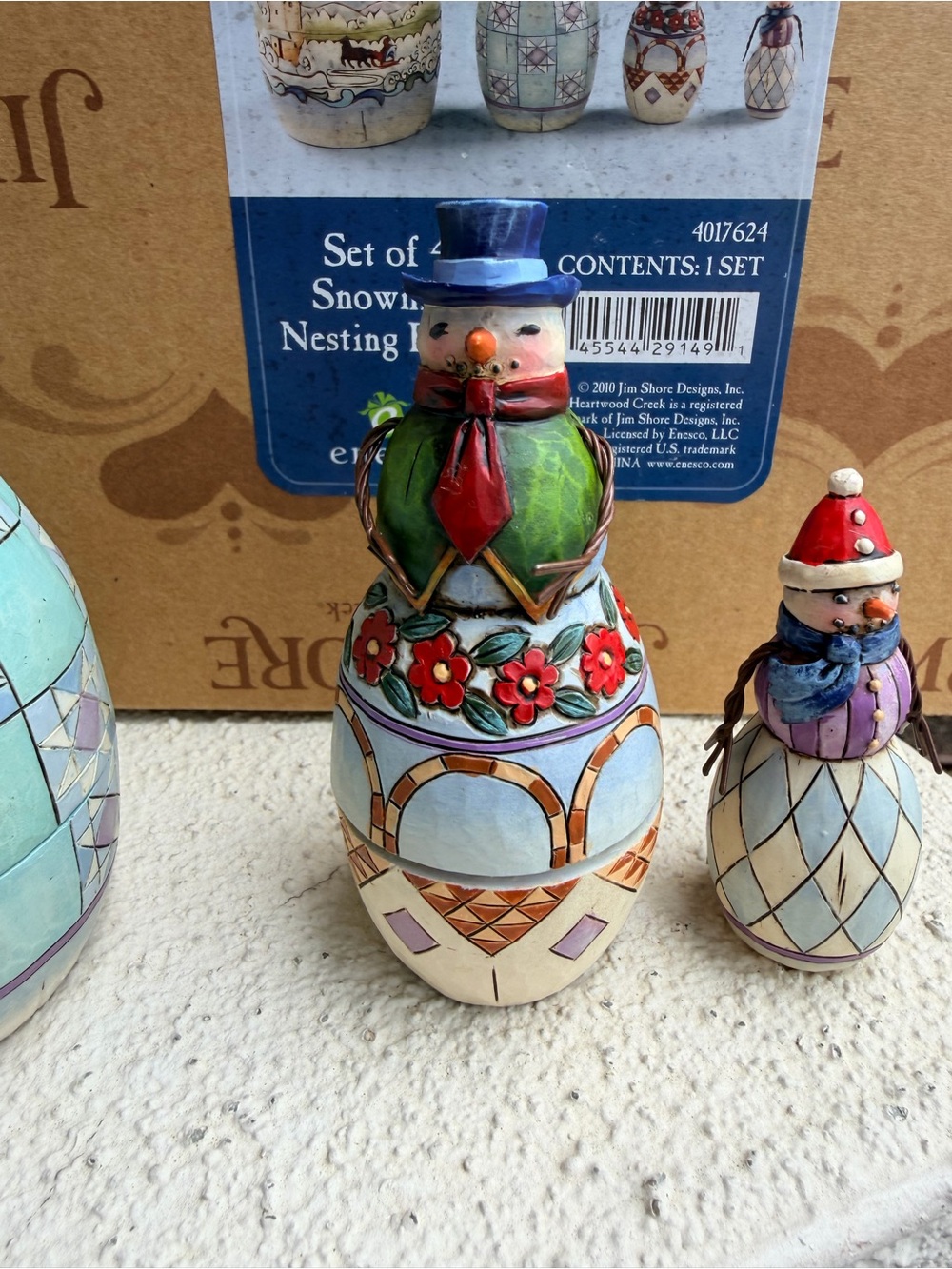 Jim Shore 4017624 Set of 4 Snowmen Nesting Boxes Heartwood Creek 2010 w Box - Picture 6 of 13